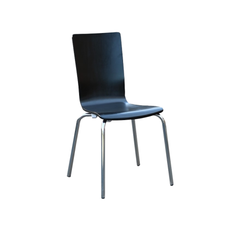 Roma Veneer Chair Black on Chrome Legs